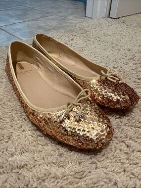 Sam Edelman Sequined Gold Ballet Flats